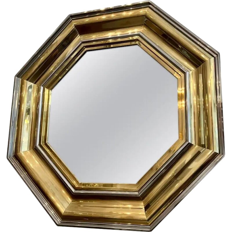 Vintage octagonal mirror by Michel Pigneres and Sandro Petti, France 1970