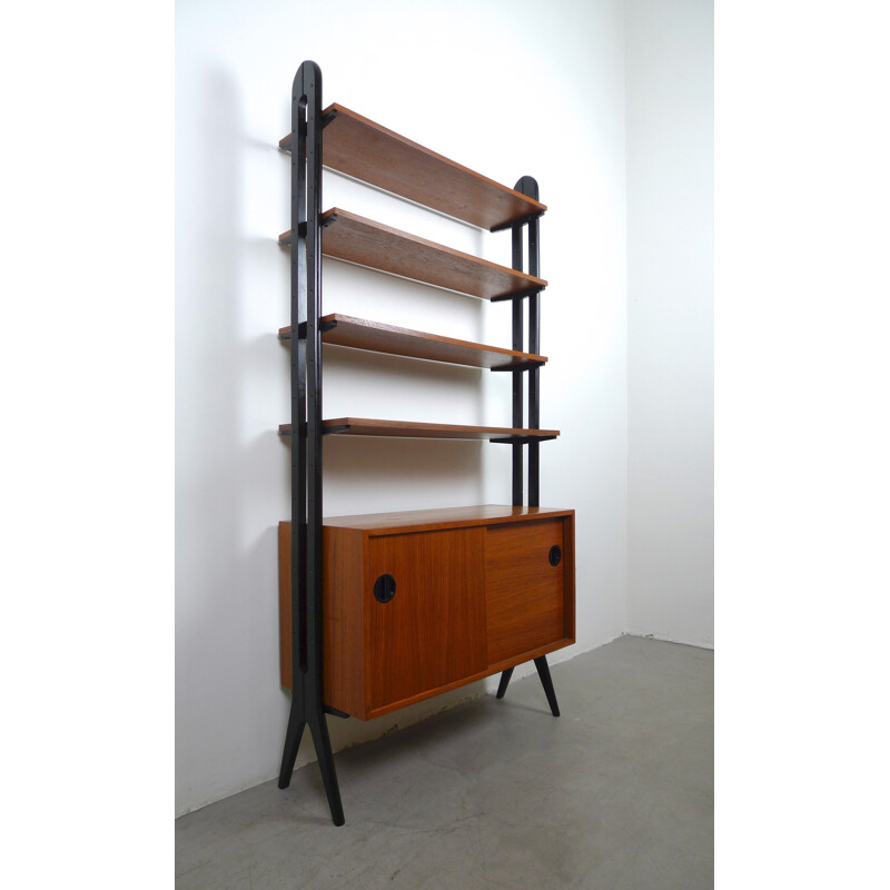 Teak bookshelf with boxing and shelves  - 1950s