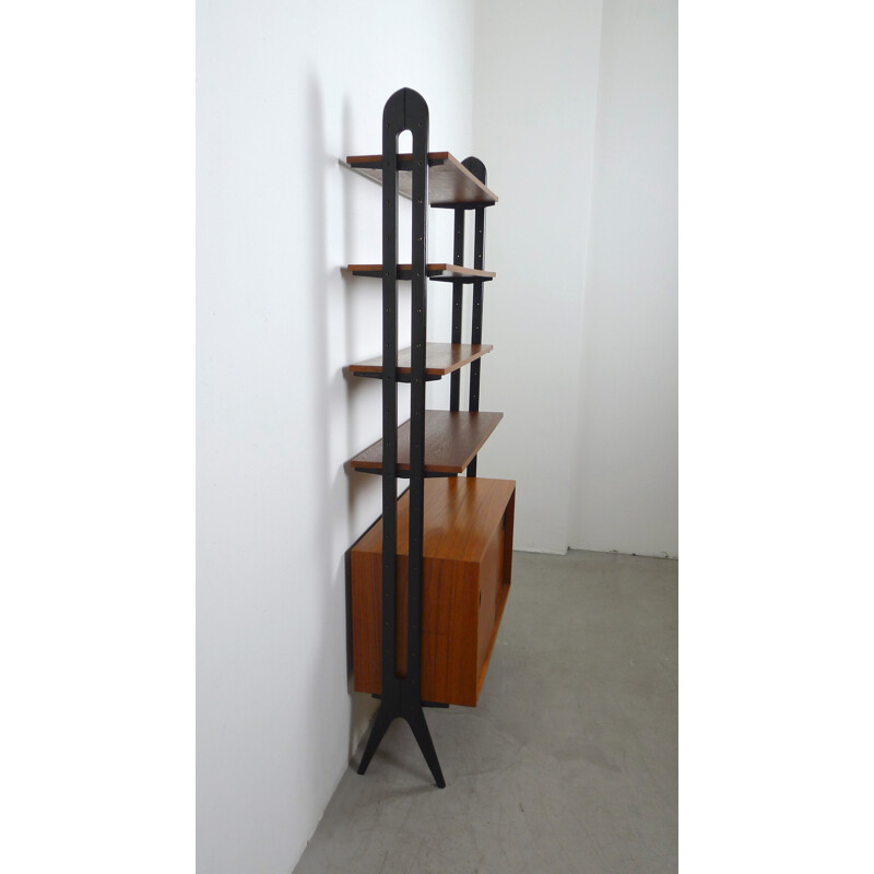 Teak bookshelf with boxing and shelves  - 1950s