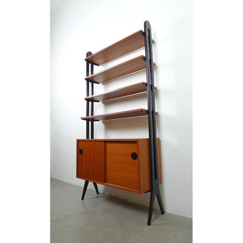 Teak bookshelf with boxing and shelves  - 1950s