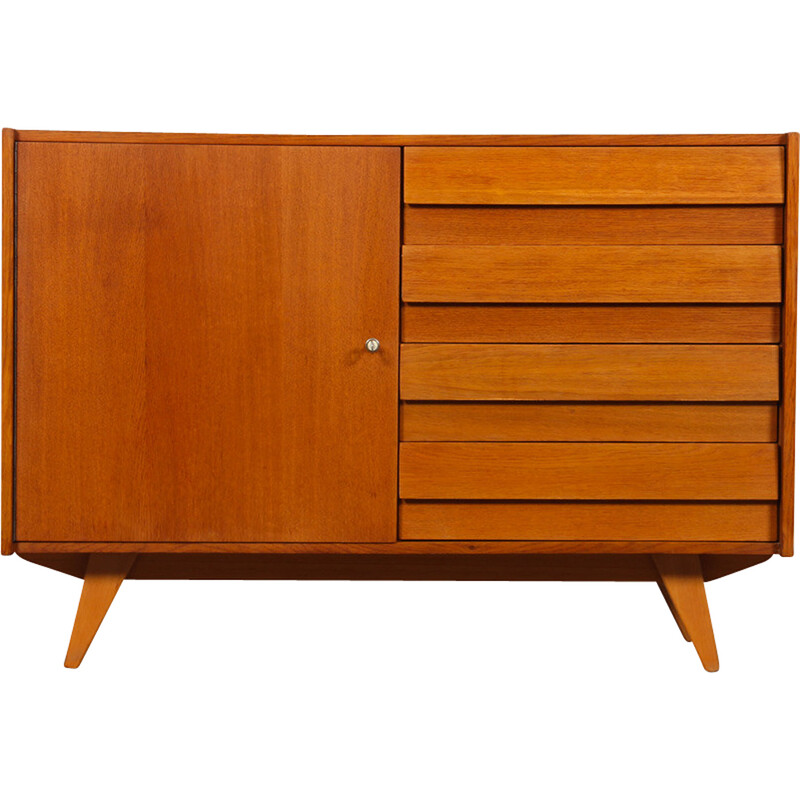 Vintage chest of drawers model U-458 in oakwood by Jiri Jiroutek for Interier Praha, 1960