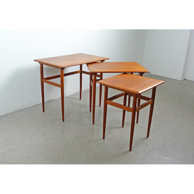 Set of three teak nesting tables - 1950s