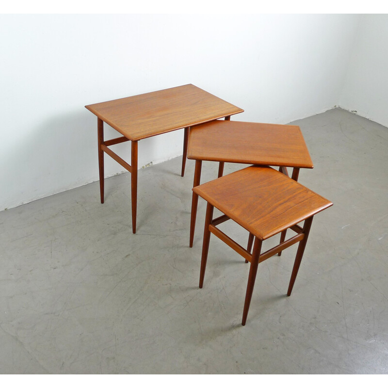 Set of three teak nesting tables - 1950s