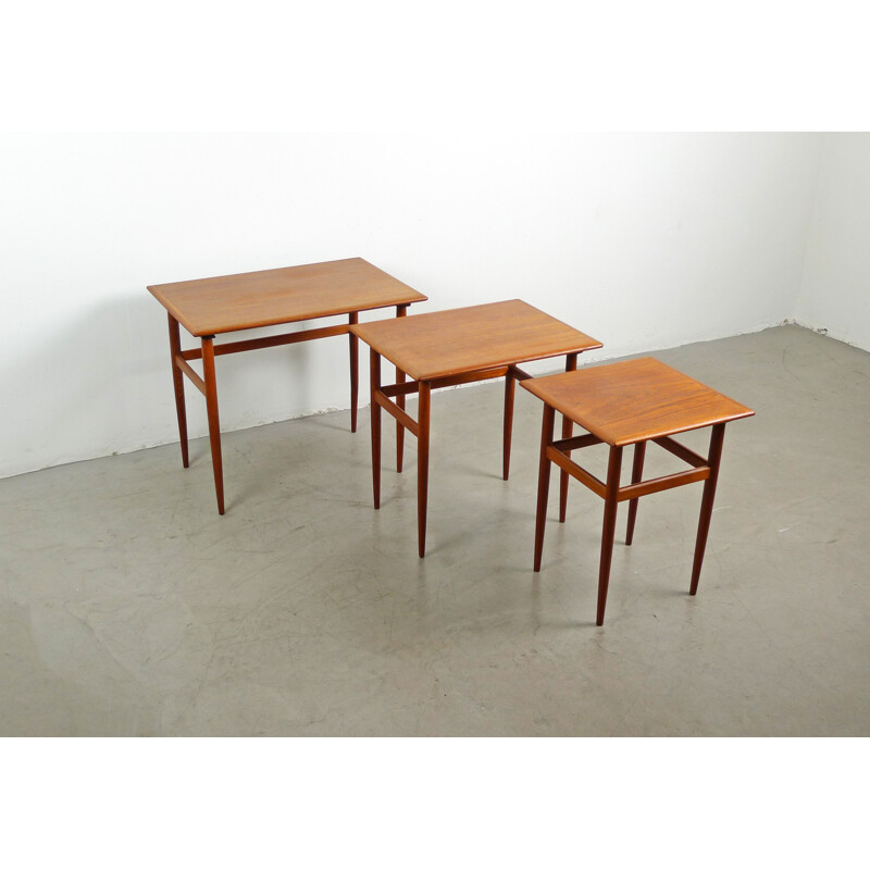 Set of three teak nesting tables - 1950s