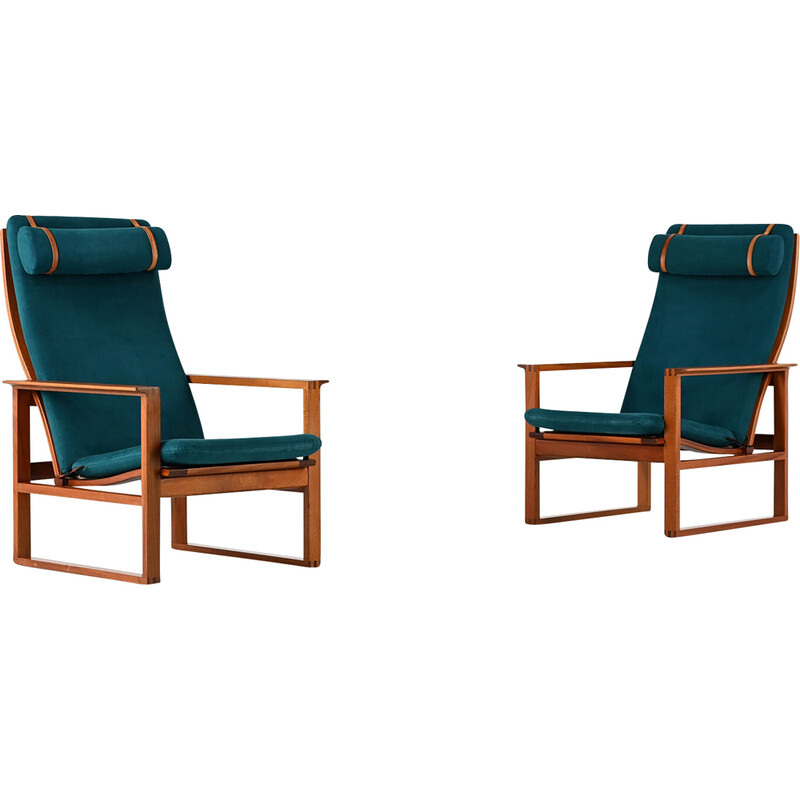 Pair of vintage 2254 armchairs by Børge Mogensen for Fredericia, Denmark 1970