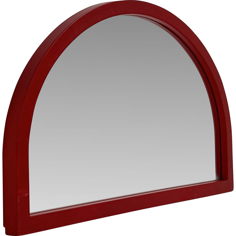 Vintage red frame mirror by Anna Castelli Ferrieri for Kartell, 1980s