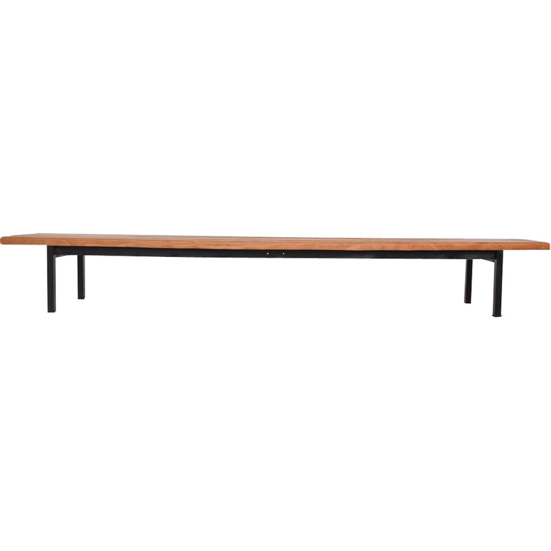 Vintage wood and metal bench, 1960