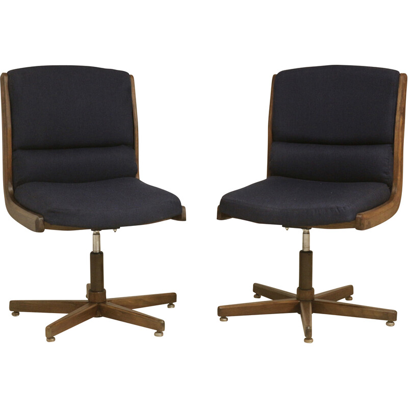 Pair of vintage swivel armchairs in wood ref Zaza, 1970