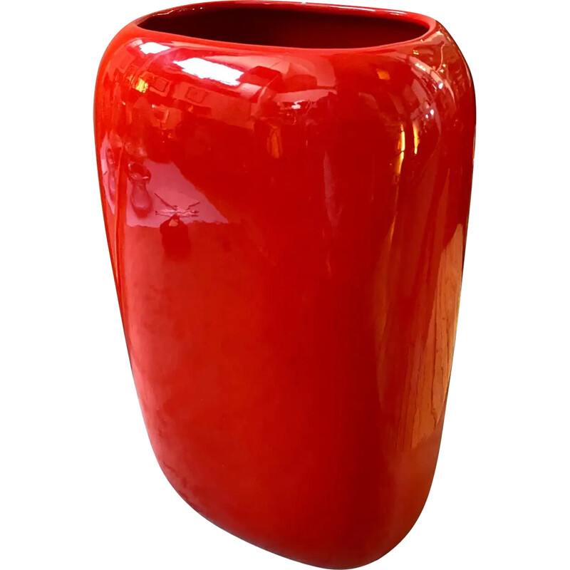 Vase italien vintage Vetrochina en céramique rouge de Vittorio Fulgenzi, 1970