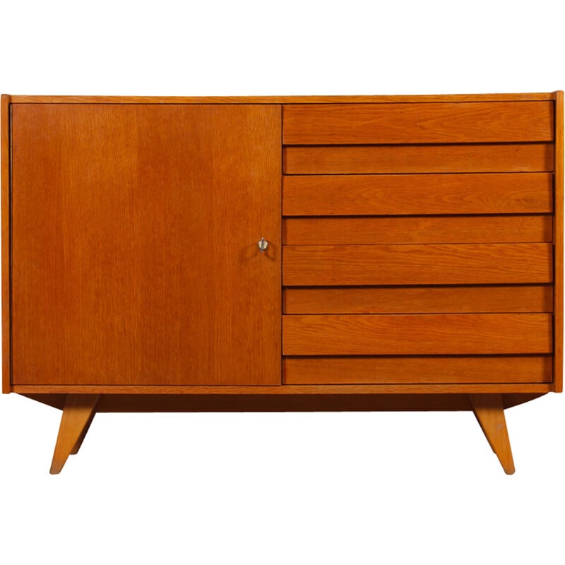 Vintage chest of drawers model U-458 in oakwood by Jiri Jiroutek for Interier Praha, 1960