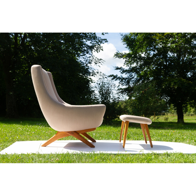 Fauteuil et repose-pieds danois vintage modèle Ml 141 par Illum Wikkelsø, 1960