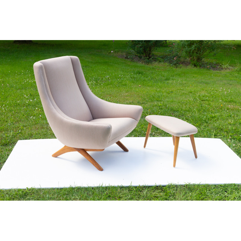 Fauteuil et repose-pieds danois vintage modèle Ml 141 par Illum Wikkelsø, 1960