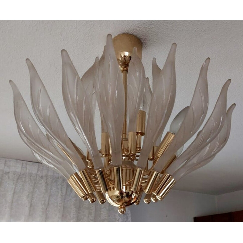 Vintage Murano glass ceiling lamp by Franco Luce, 1980s