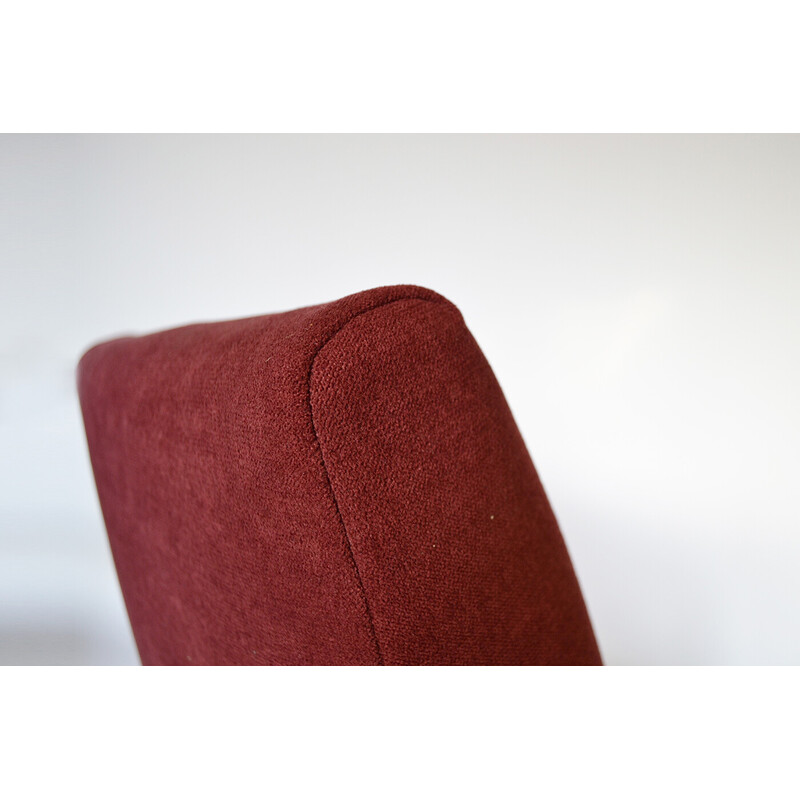 Vintage Burgundy red model 53 armchair by Jaroslav Smidek for Ton, 1960s