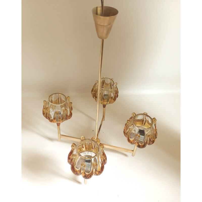 Candelabro de vidro Vintage 4-luzes Murano de Carlo Nason, 1970