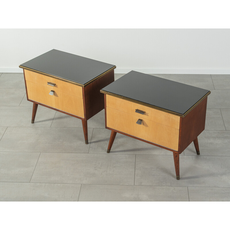 Pair of vintage night stands in walnut veneer, 1950s