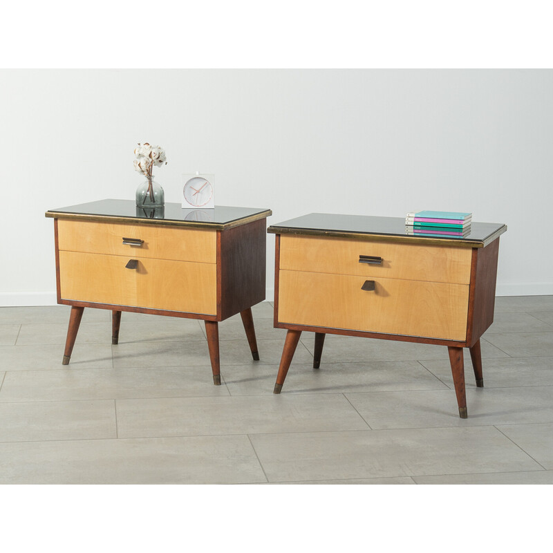 Pair of vintage night stands in walnut veneer, 1950s