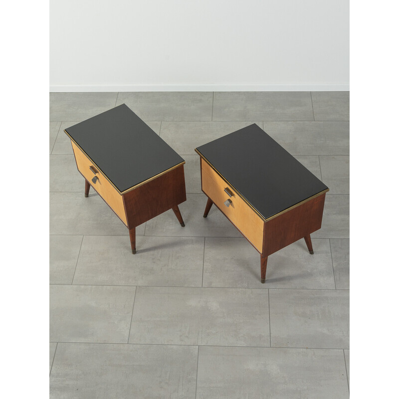 Pair of vintage night stands in walnut veneer, 1950s