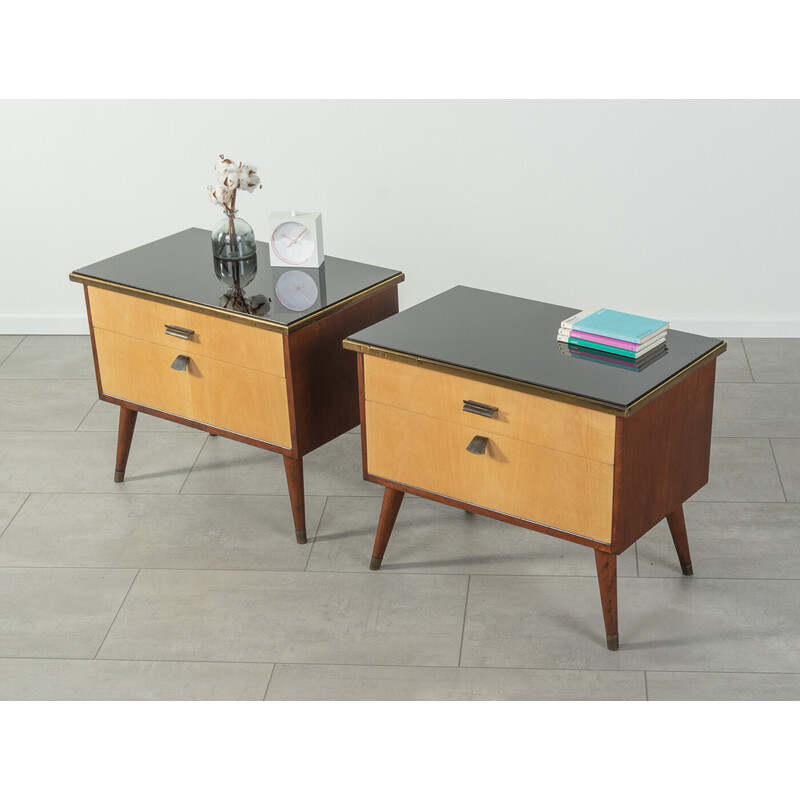 Pair of vintage night stands in walnut veneer, 1950s