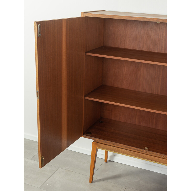 Vintage walnut highboard with two sliding glass doors by Wk Möbel, 1950s