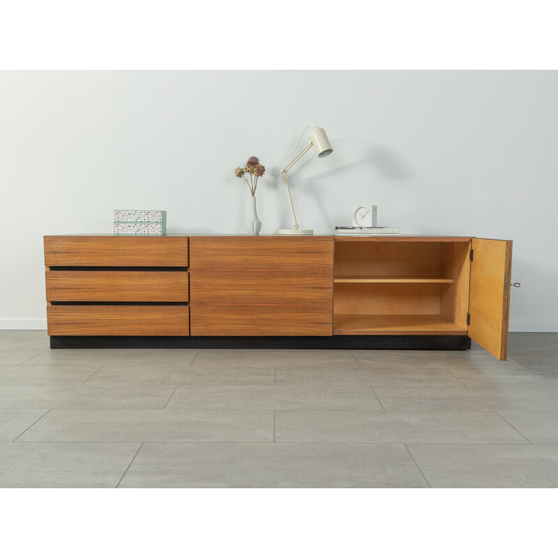 Vintage walnut lowboard with three drawers and two doors, 1960s