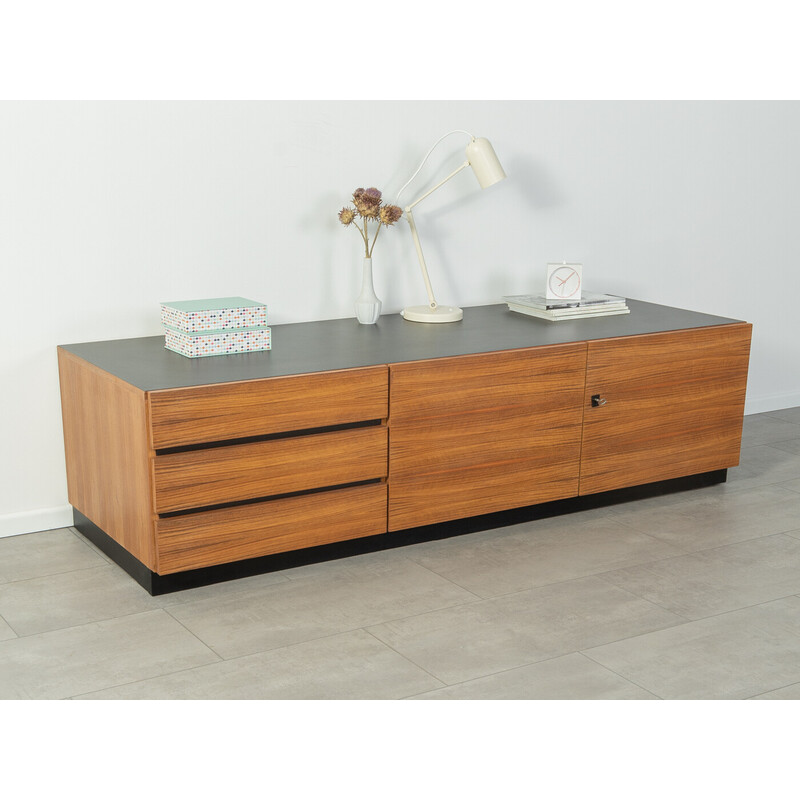 Vintage walnut lowboard with three drawers and two doors, 1960s