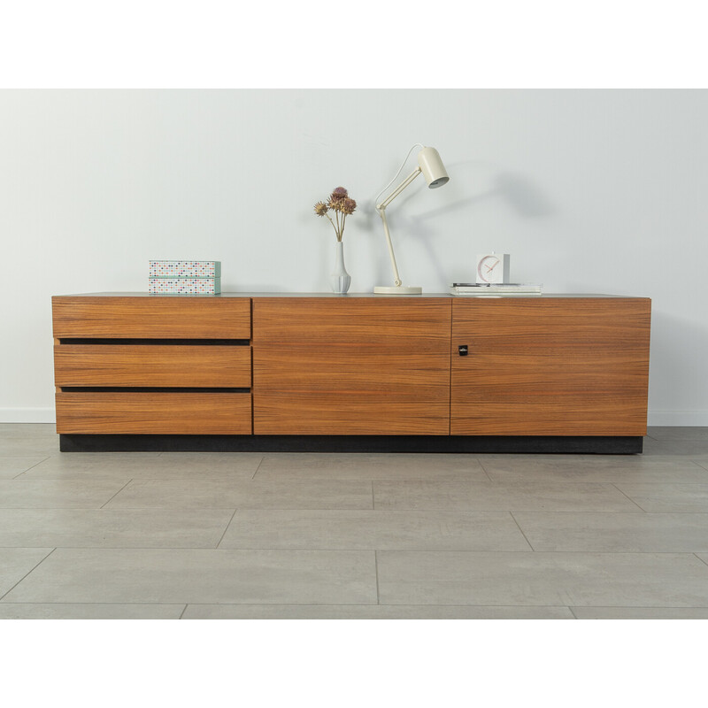 Vintage walnut lowboard with three drawers and two doors, 1960s