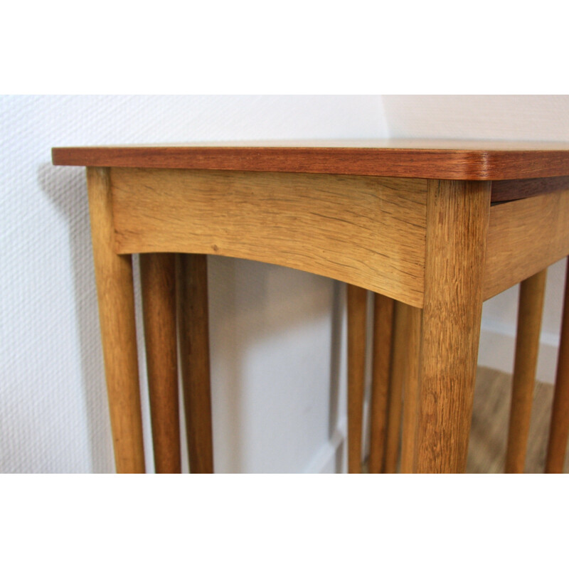 Set of 3 danish nesting tables in teak and oak - 1960s