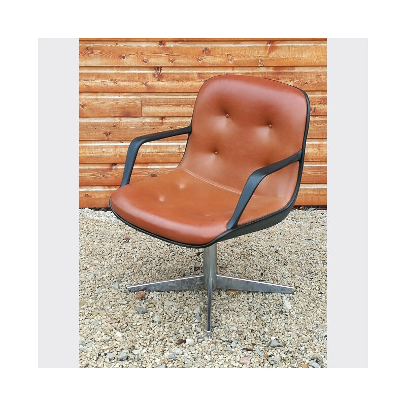 Swivel industrial vintage chair with two armrests - 1970s