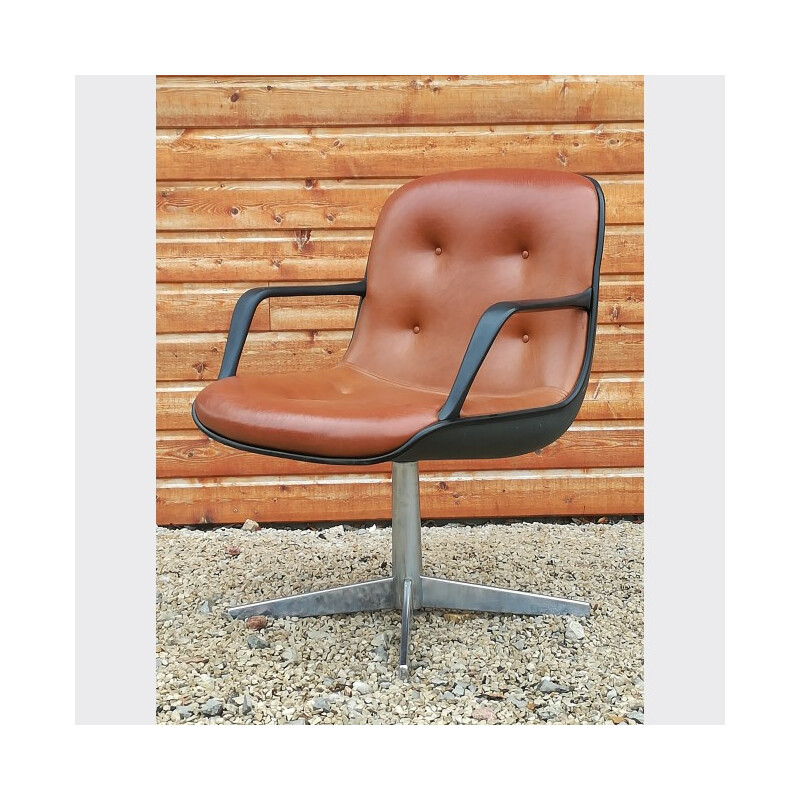 Swivel industrial vintage chair with two armrests - 1970s