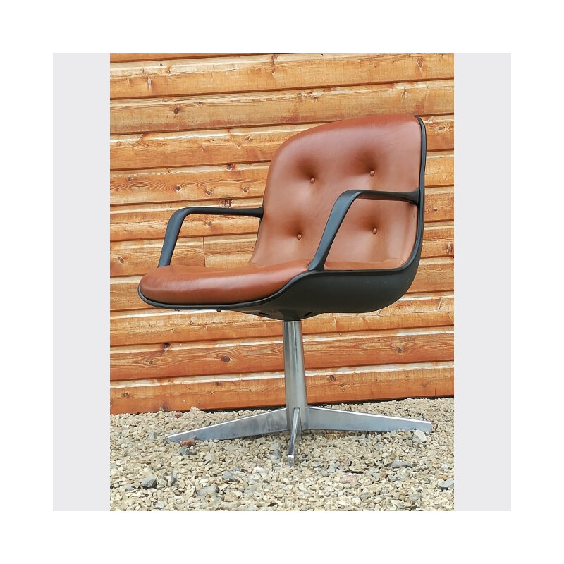 Swivel industrial vintage chair with two armrests - 1970s