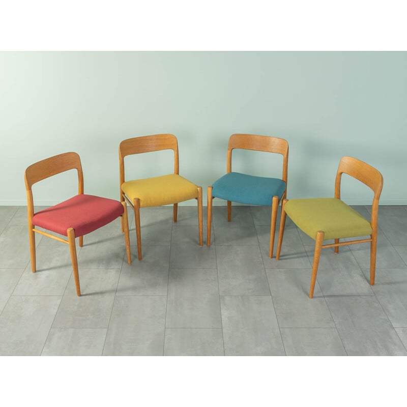 Set of 4 vintage model 75 dining chairs by Niels O. Møller, 1950s