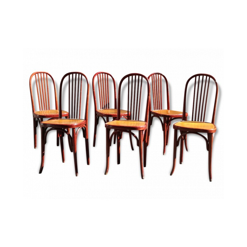 Suite de 6 chaises bistrot Fischel - 1950
