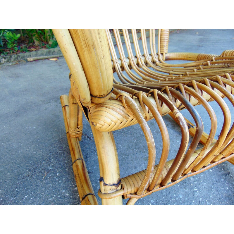 Pair of vintage bamboo rocking chairs