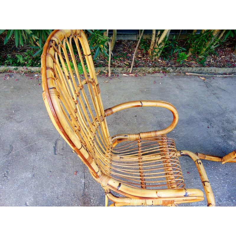 Pair of vintage bamboo rocking chairs