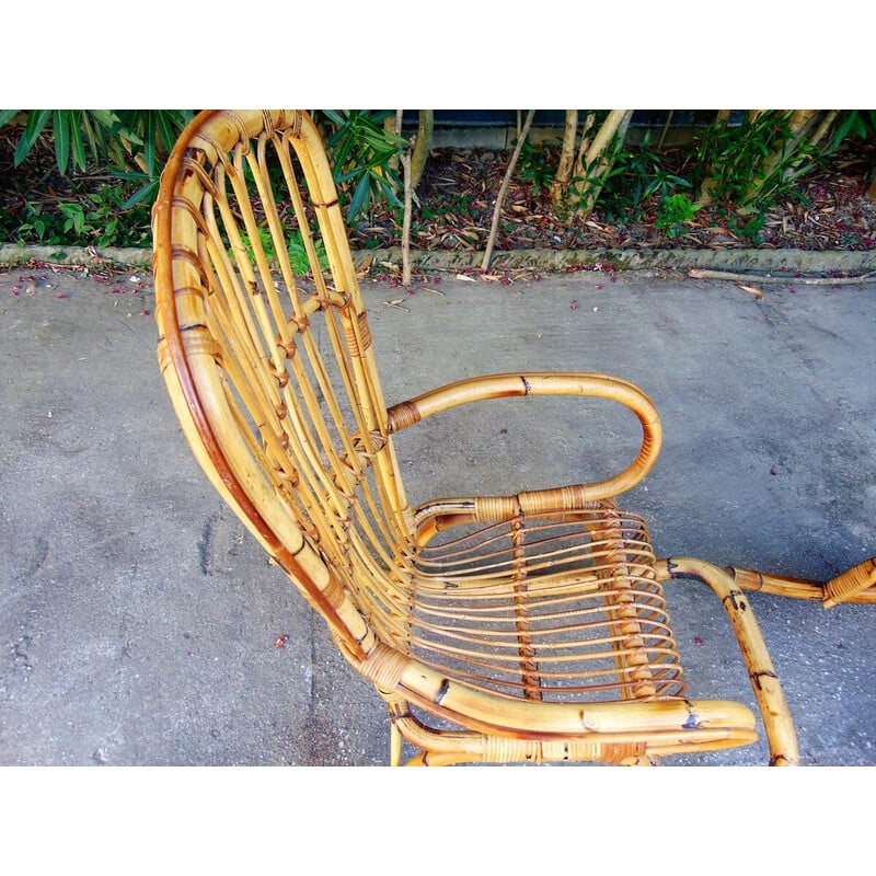 Par de cadeiras de baloiço de bambu vintage