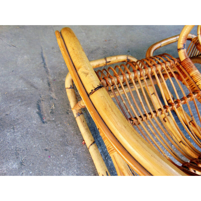 Coppia di sedie a dondolo vintage in bambù