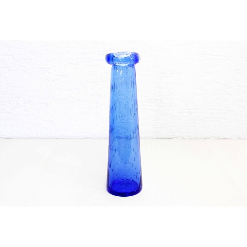 Vintage blue glass vase, 1970