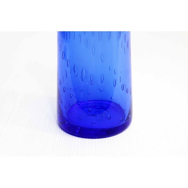 Vintage blue glass vase, 1970