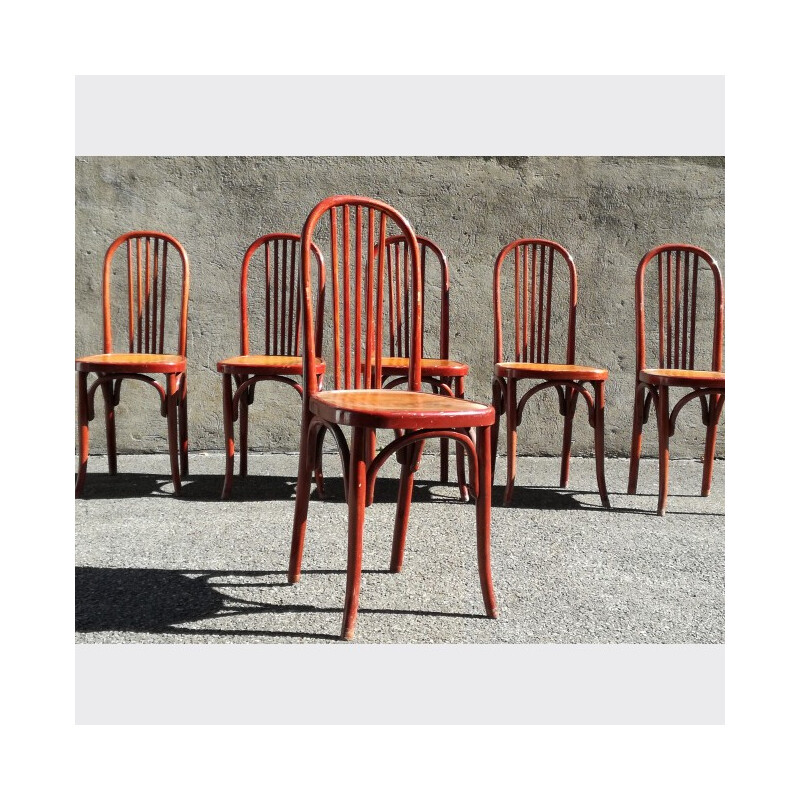 Suite de 6 chaises bistrot Fischel - 1950
