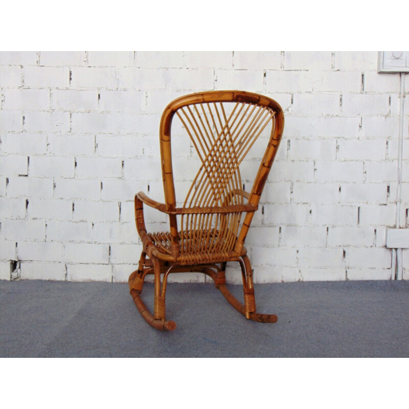Cadeira de baloiço de bambu Vintage