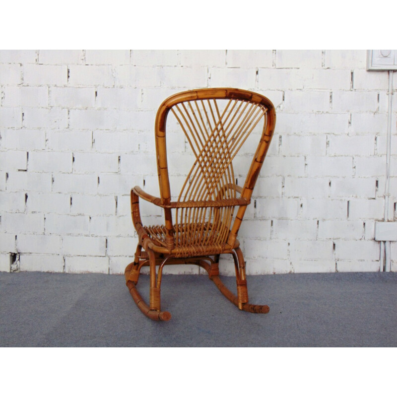 Vintage bamboo rocking chair