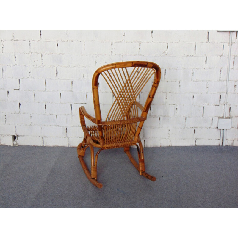 Vintage bamboo rocking chair