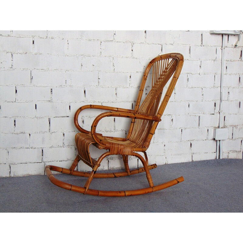 Vintage bamboo rocking chair