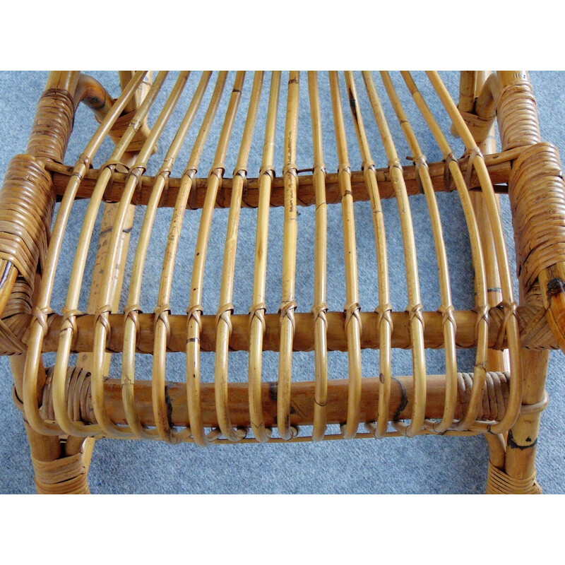 Chaise à bascule vintage en bambou