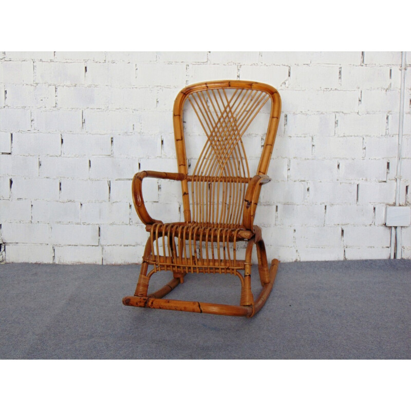 Vintage bamboo rocking chair