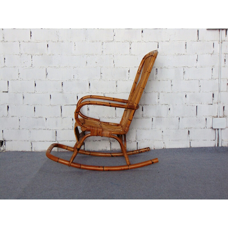 Vintage bamboo rocking chair