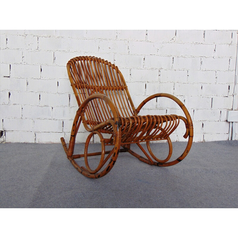 Vintage bamboo rocking chair