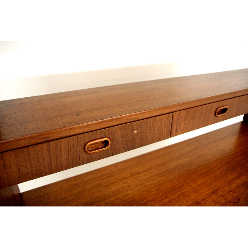 Vintage teak chest of drawers with bookcase, Sweden 1960