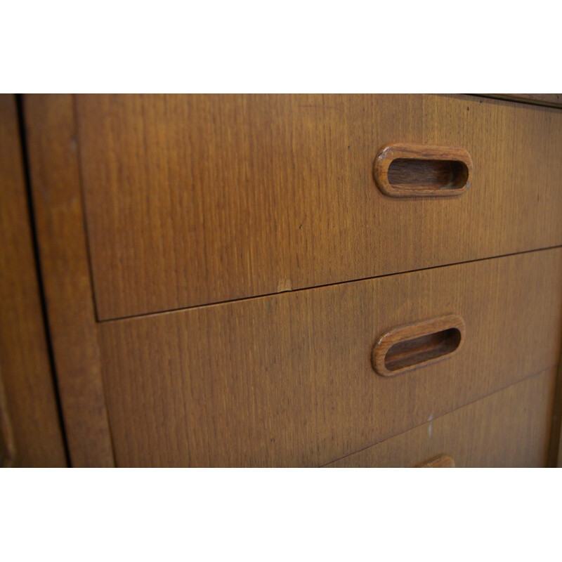 Vintage teak chest of drawers with bookcase, Sweden 1960